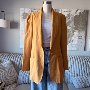 SGS Studio Vintage Mustard Yellow Single Button Blazer Jacket Made in USA Size 8